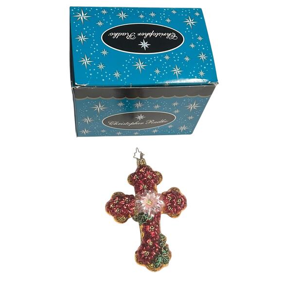 Christopher Radko - Seasonal Blessings Flower Cross #1012996 Retired Ornament - Picture 1 of 9